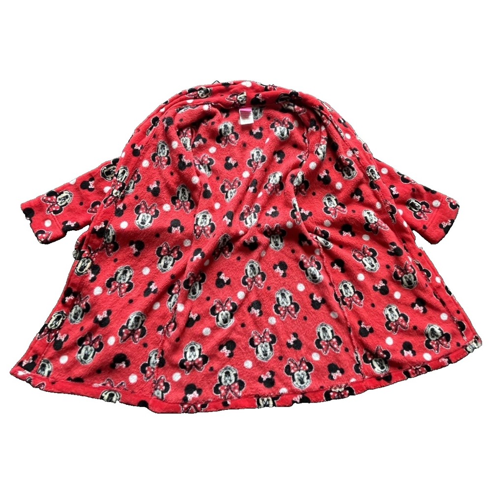 Girls DISNEY Minnie‎ Mouse Red/Plush Robe Size 7/8 with tie belt - Picture 5 of 6